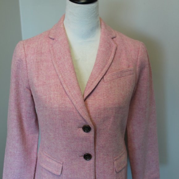 Talbots Pink Shetland Herringbone Wool Blend Two Button Blazer, SZ 4P - Picture 12 of 12